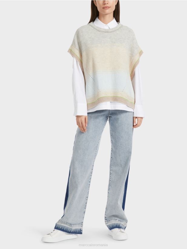 maiou tricotat in germania Marc Cain albastru pudra moale îmbrăcăminte 4826HH1100