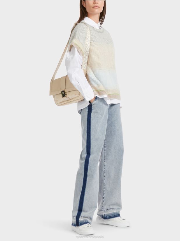 maiou tricotat in germania Marc Cain albastru pudra moale îmbrăcăminte 4826HH1100