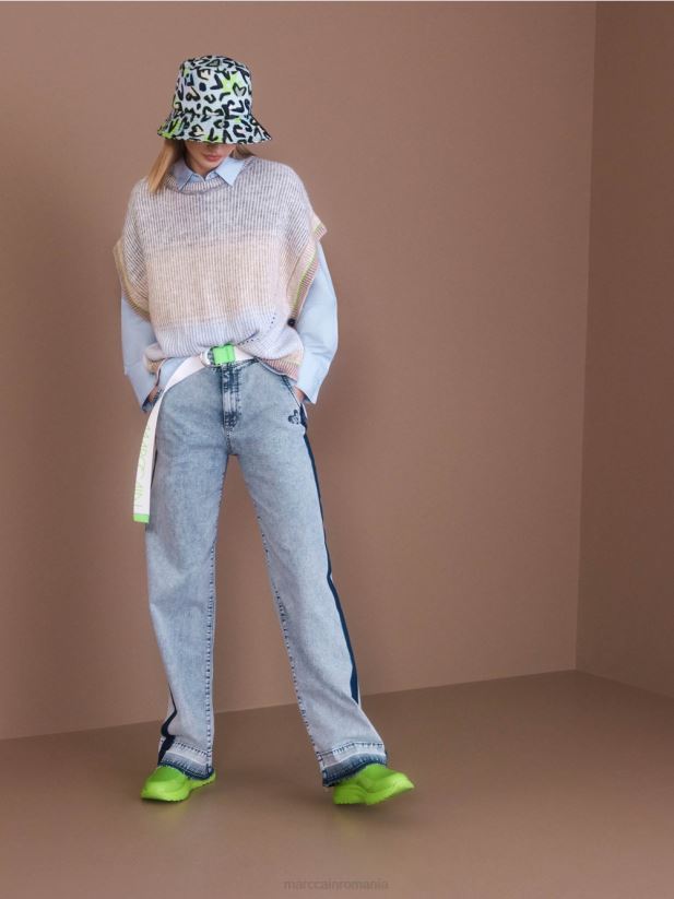 maiou tricotat in germania Marc Cain albastru pudra moale îmbrăcăminte 4826HH1100