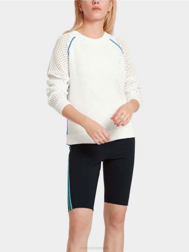net „regândiți împreună” pulover Marc Cain alb îmbrăcăminte 4826HH1125