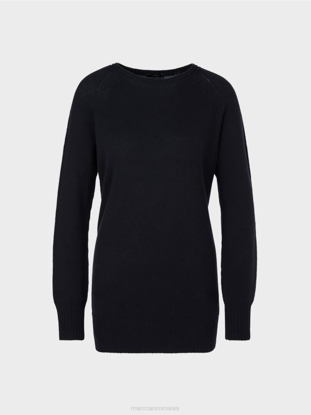 pulover 100% fabricat in germania Marc Cain albastru miezul nopții îmbrăcăminte 4826HH1217