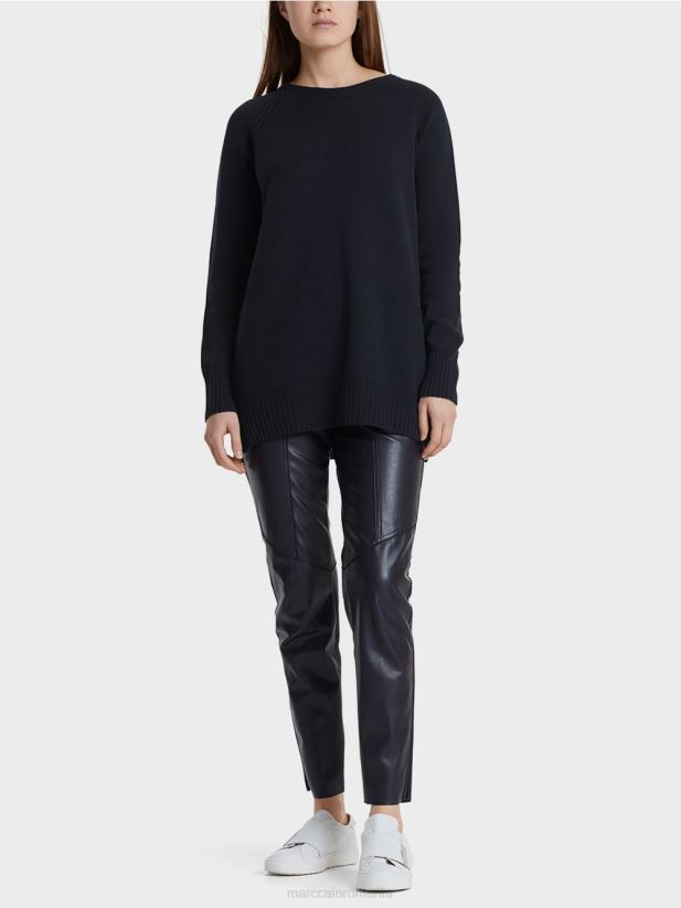 pulover 100% fabricat in germania Marc Cain albastru miezul nopții îmbrăcăminte 4826HH1217