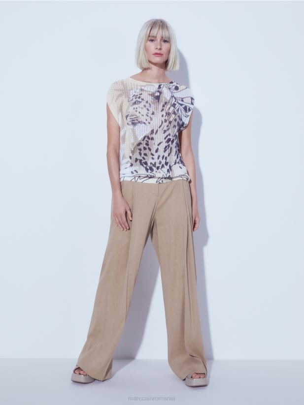 pulover 100% fabricat in germania Marc Cain nisip adânc îmbrăcăminte 4826HH1152