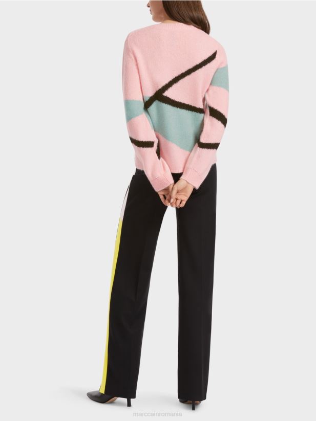 pulover boucle „rethink together”. Marc Cain roz pudra moale îmbrăcăminte 4826HH1119