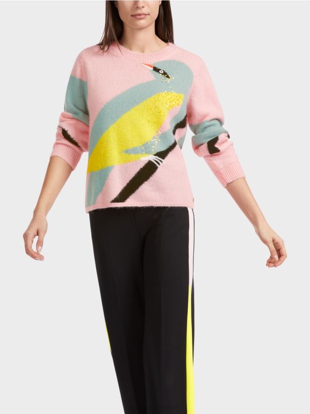 pulover boucle „rethink together”. Marc Cain roz pudra moale îmbrăcăminte 4826HH1119