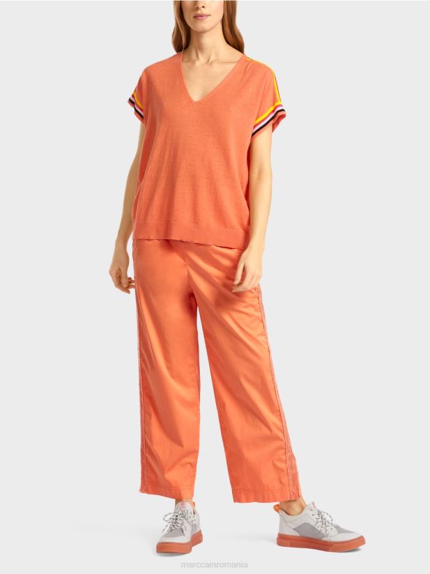 pulover casual tricotat cu decolteu in V Marc Cain teracotă ușoară îmbrăcăminte 4826HH1141