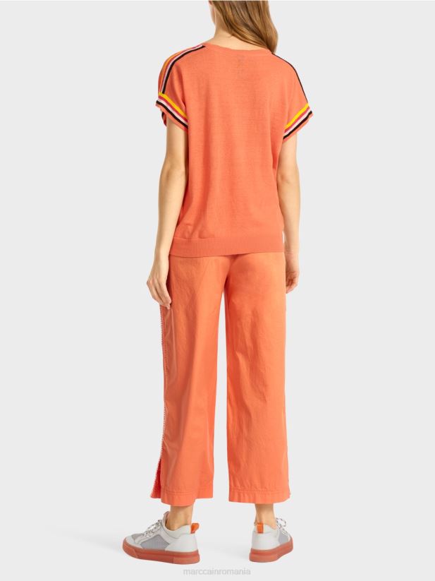 pulover casual tricotat cu decolteu in V Marc Cain teracotă ușoară îmbrăcăminte 4826HH1141