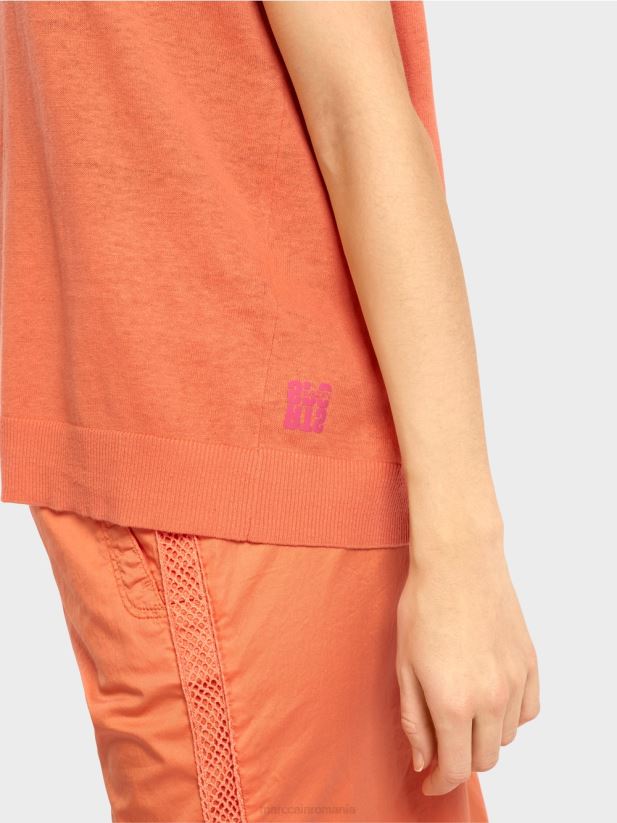 pulover casual tricotat cu decolteu in V Marc Cain teracotă ușoară îmbrăcăminte 4826HH1141