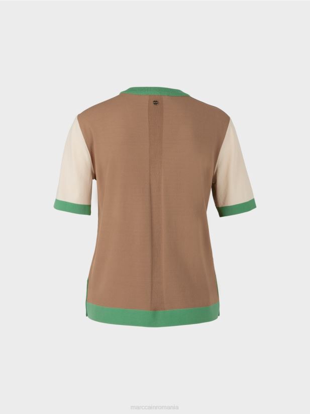 pulover color block „regândiți împreună”. Marc Cain negru îmbrăcăminte 4826HH1201