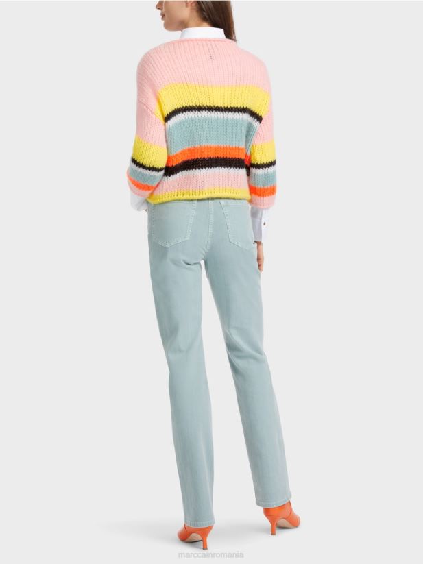 pulover cu dungi tricotat in germania Marc Cain lămâie moale îmbrăcăminte 4826HH1116