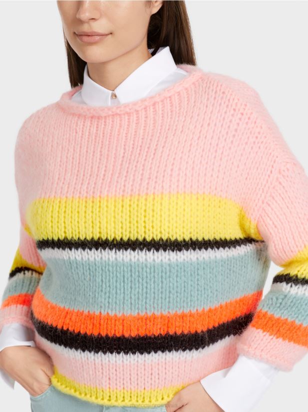 pulover cu dungi tricotat in germania Marc Cain lămâie moale îmbrăcăminte 4826HH1116