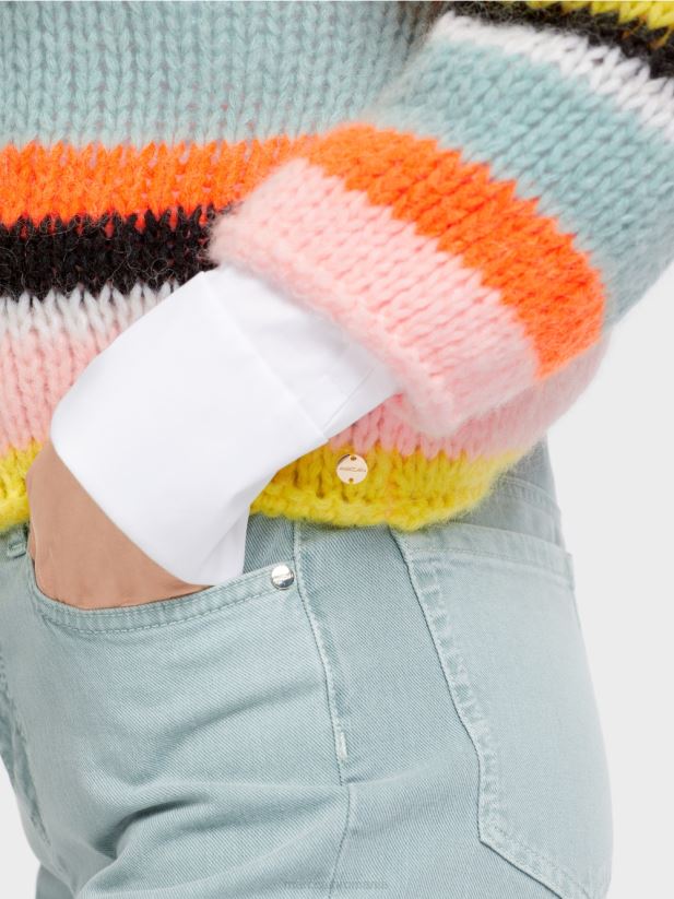 pulover cu dungi tricotat in germania Marc Cain lămâie moale îmbrăcăminte 4826HH1116