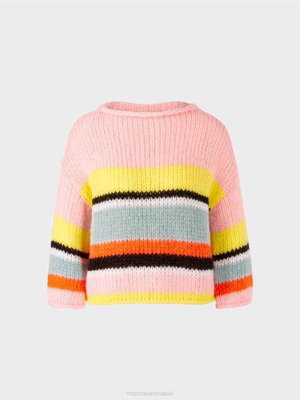 pulover cu dungi tricotat in germania Marc Cain lămâie moale îmbrăcăminte 4826HH1116