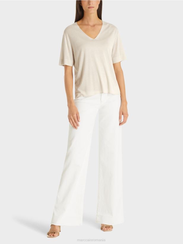 pulover cu fire lurex Marc Cain melange moale de perle îmbrăcăminte 4826HH1157