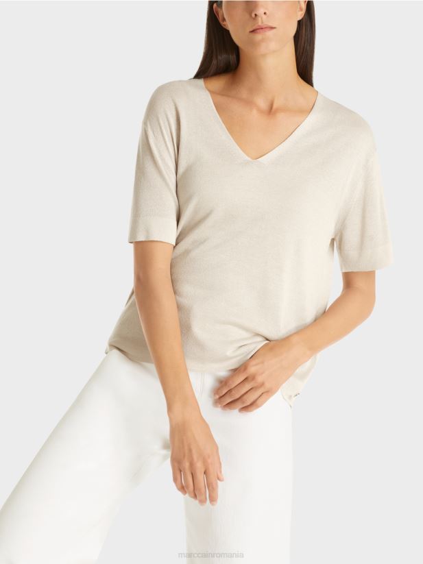 pulover cu fire lurex Marc Cain melange moale de perle îmbrăcăminte 4826HH1157