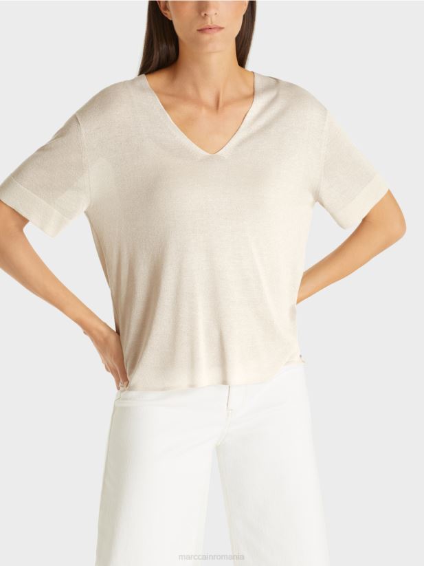 pulover cu fire lurex Marc Cain melange moale de perle îmbrăcăminte 4826HH1157