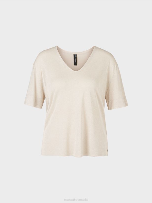 pulover cu fire lurex Marc Cain melange moale de perle îmbrăcăminte 4826HH1157