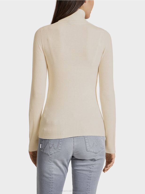 pulover cu guler cu cașmir Marc Cain nisip îmbrăcăminte 4826HH1218