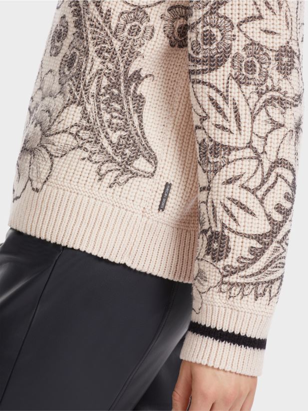 pulover cu imprimeu - tricotat in germania Marc Cain floare de migdal îmbrăcăminte 4826HH1063