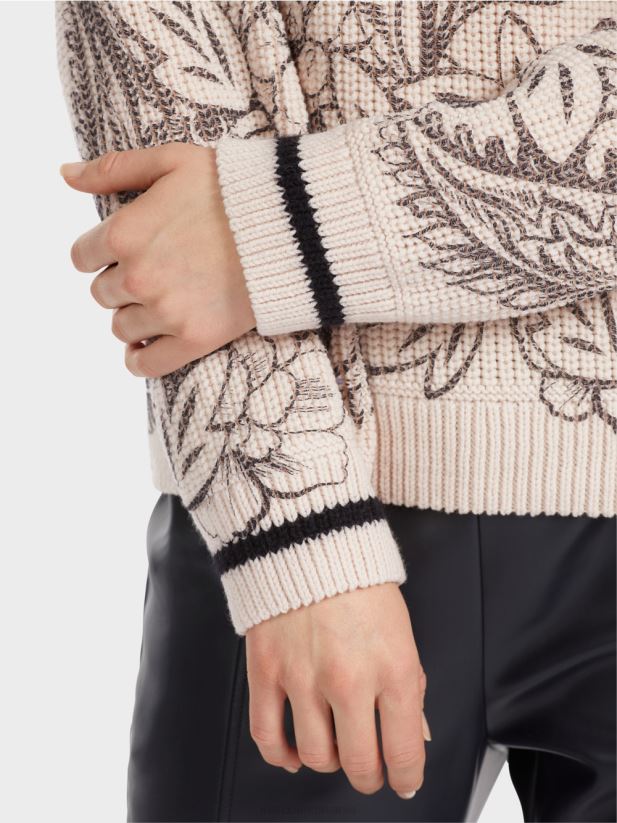 pulover cu imprimeu - tricotat in germania Marc Cain floare de migdal îmbrăcăminte 4826HH1063