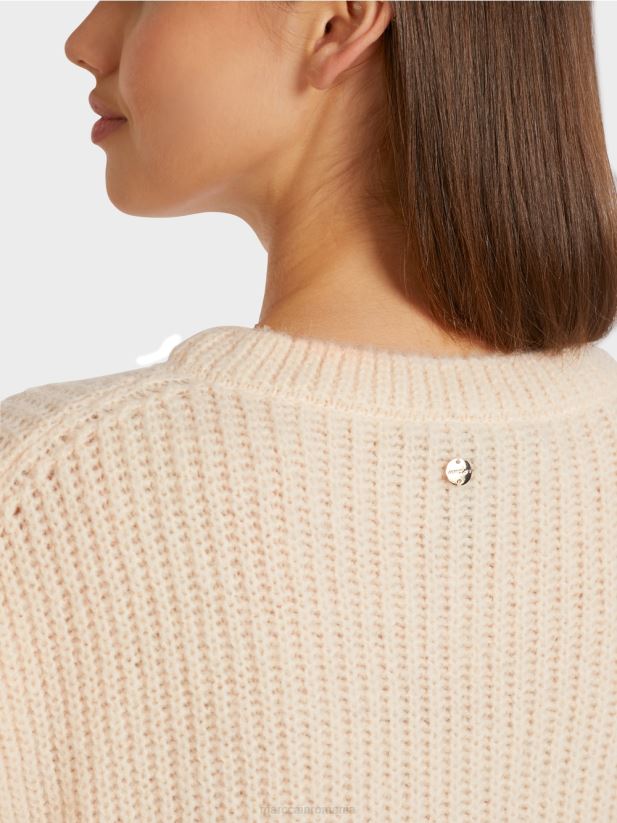 pulover cu inima \"tricotat in germania\" Marc Cain cremă îmbrăcăminte 4826HH1193