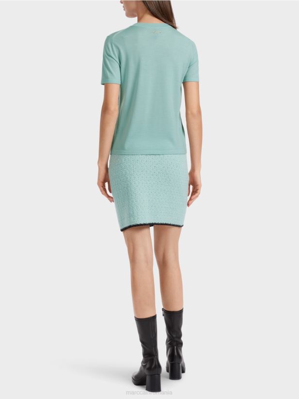 pulover cu mânecă scurtă „rethink together”. Marc Cain albastru închis la cer îmbrăcăminte 4826HH1113