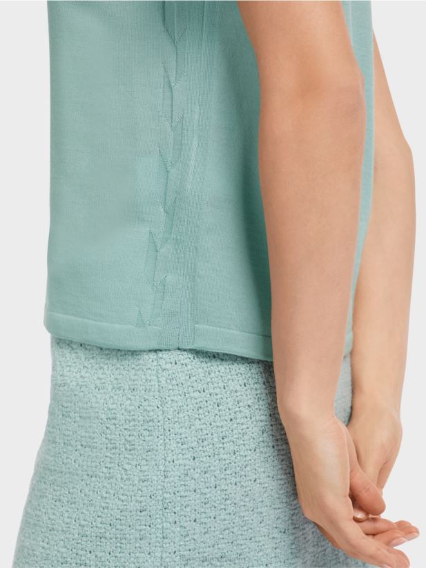 pulover cu mânecă scurtă „rethink together”. Marc Cain albastru închis la cer îmbrăcăminte 4826HH1113