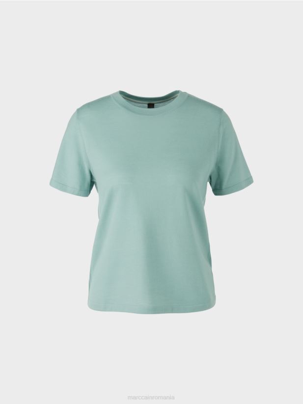 pulover cu mânecă scurtă „rethink together”. Marc Cain albastru închis la cer îmbrăcăminte 4826HH1113