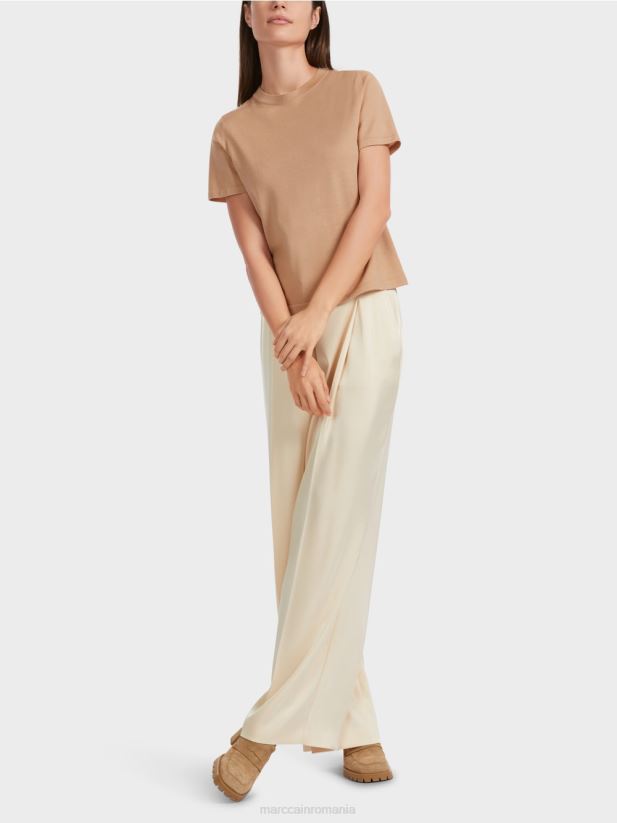 pulover cu mânecă scurtă „rethink together”. Marc Cain caramel strălucitor îmbrăcăminte 4826HH1091