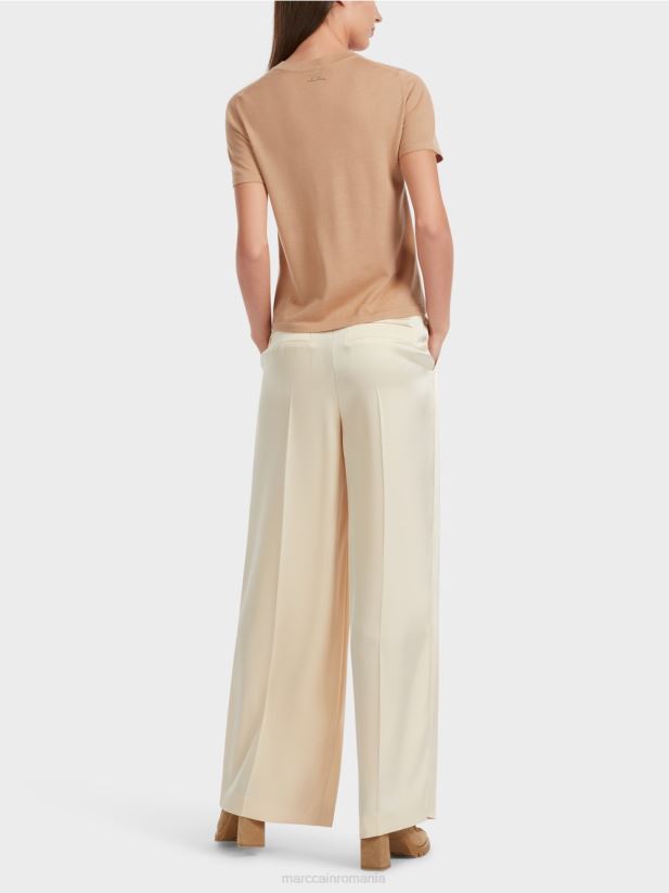 pulover cu mânecă scurtă „rethink together”. Marc Cain caramel strălucitor îmbrăcăminte 4826HH1091