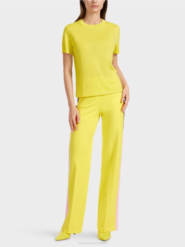 pulover cu mânecă scurtă „rethink together”. Marc Cain lămâie moale îmbrăcăminte 4826HH1112