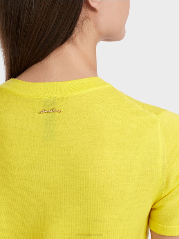 pulover cu mânecă scurtă „rethink together”. Marc Cain lămâie moale îmbrăcăminte 4826HH1112