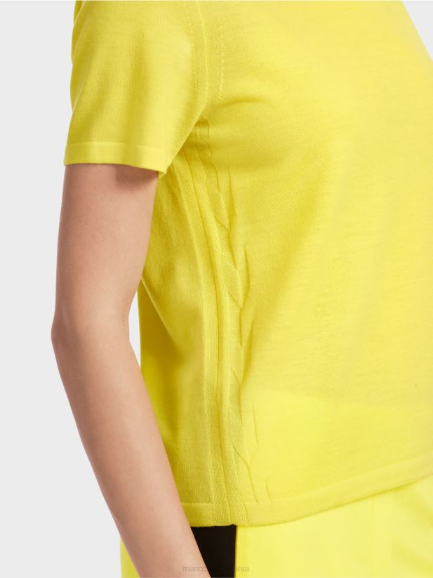 pulover cu mânecă scurtă „rethink together”. Marc Cain lămâie moale îmbrăcăminte 4826HH1112