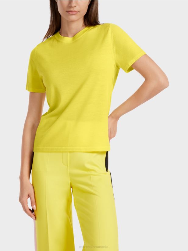 pulover cu mânecă scurtă „rethink together”. Marc Cain lămâie moale îmbrăcăminte 4826HH1112