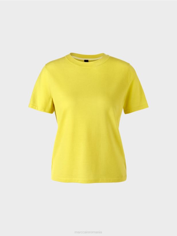 pulover cu mânecă scurtă „rethink together”. Marc Cain lămâie moale îmbrăcăminte 4826HH1112