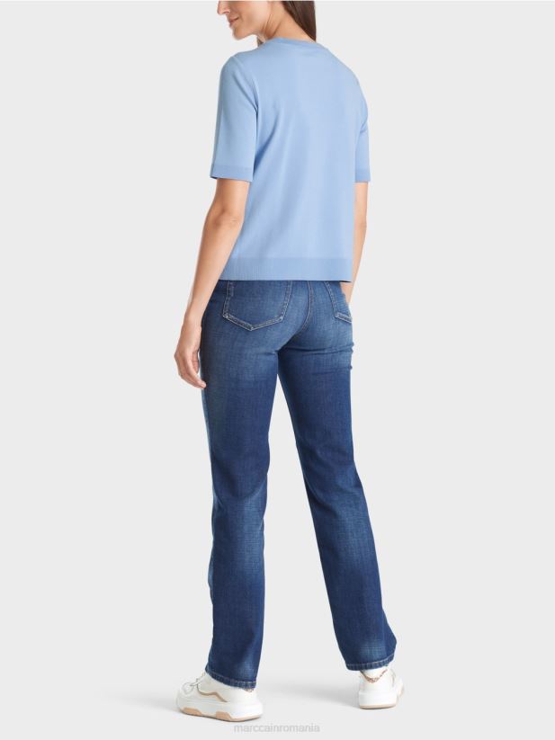 pulover cu mâneci scurte „rethink together”. Marc Cain cer întunecat de vară îmbrăcăminte 4826HH1072