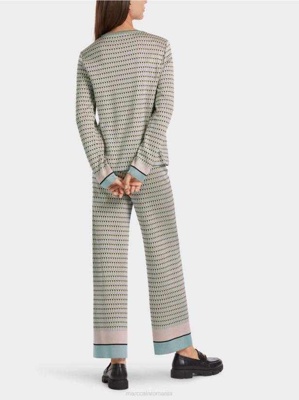 pulover cu model tricotat in germania Marc Cain albastru închis la cer îmbrăcăminte 4826HH1114