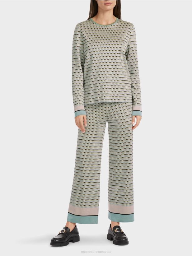 pulover cu model tricotat in germania Marc Cain albastru închis la cer îmbrăcăminte 4826HH1114