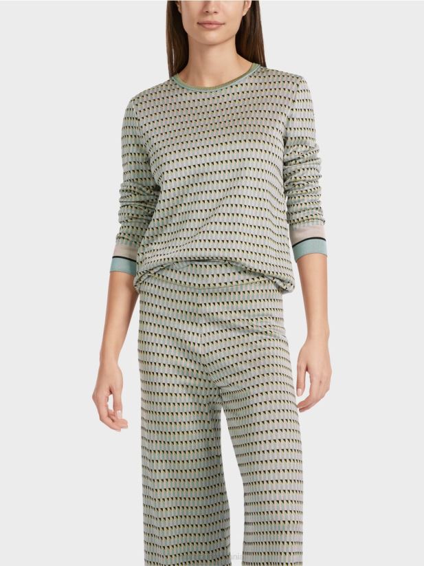 pulover cu model tricotat in germania Marc Cain albastru închis la cer îmbrăcăminte 4826HH1114