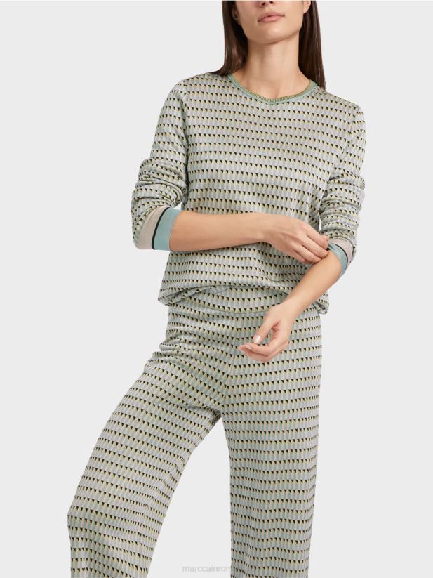 pulover cu model tricotat in germania Marc Cain albastru închis la cer îmbrăcăminte 4826HH1114