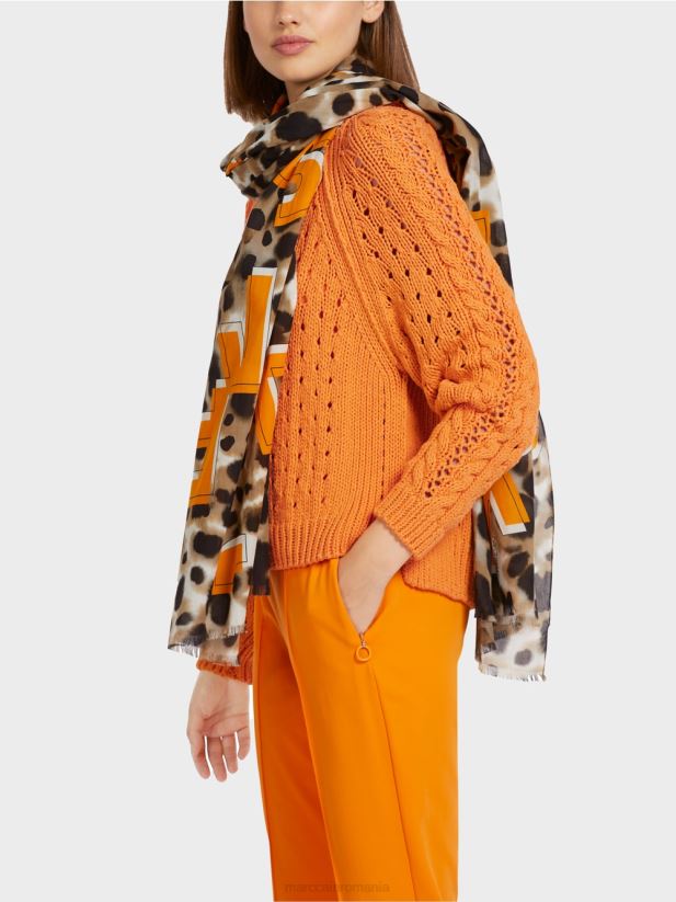pulover cu model \"tricotat in germania\" Marc Cain portocaliu deschis îmbrăcăminte 4826HH1177
