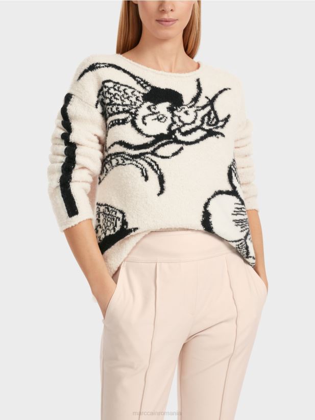 pulover cu motiv tricotat Marc Cain floare de migdal îmbrăcăminte 4826HH1066
