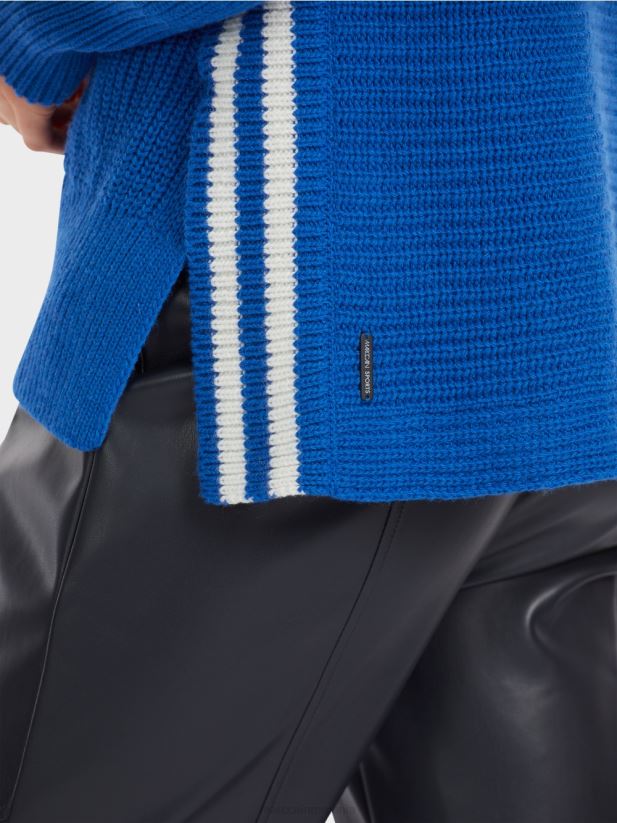 pulover de lana tricotat in germania Marc Cain albastru regal strălucitor îmbrăcăminte 4826HH1059