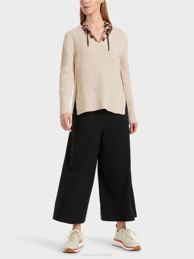 pulover de lana tricotat in germania Marc Cain lapte de migdale îmbrăcăminte 4826HH1046