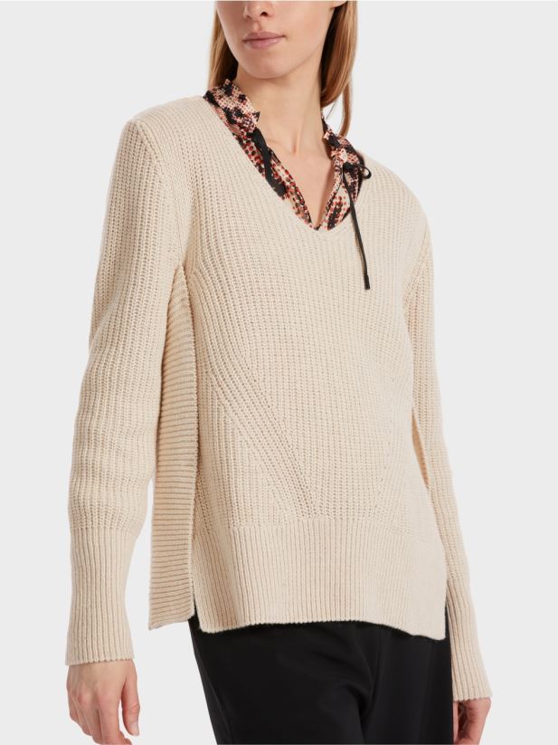 pulover de lana tricotat in germania Marc Cain lapte de migdale îmbrăcăminte 4826HH1046