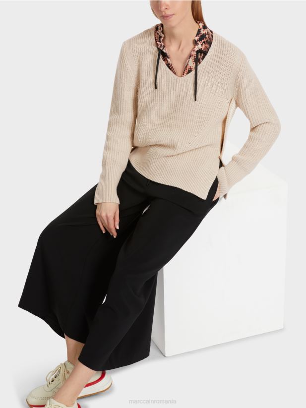 pulover de lana tricotat in germania Marc Cain lapte de migdale îmbrăcăminte 4826HH1046