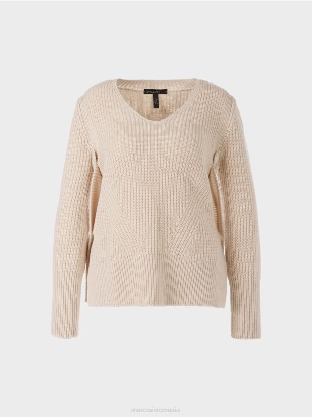 pulover de lana tricotat in germania Marc Cain lapte de migdale îmbrăcăminte 4826HH1046
