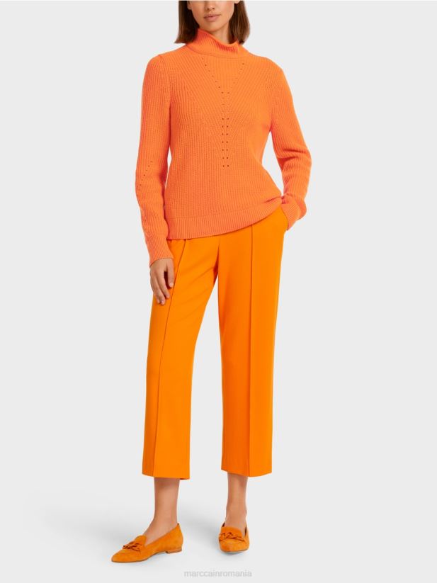 pulover de lana "tricotat in germania" Marc Cain portocaliu limpede îmbrăcăminte 4826HH1211