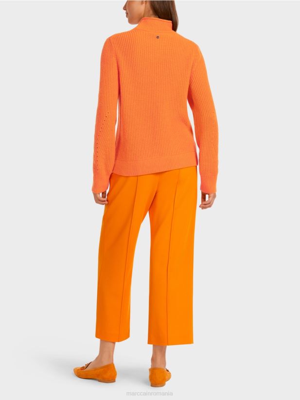 pulover de lana \"tricotat in germania\" Marc Cain portocaliu limpede îmbrăcăminte 4826HH1211