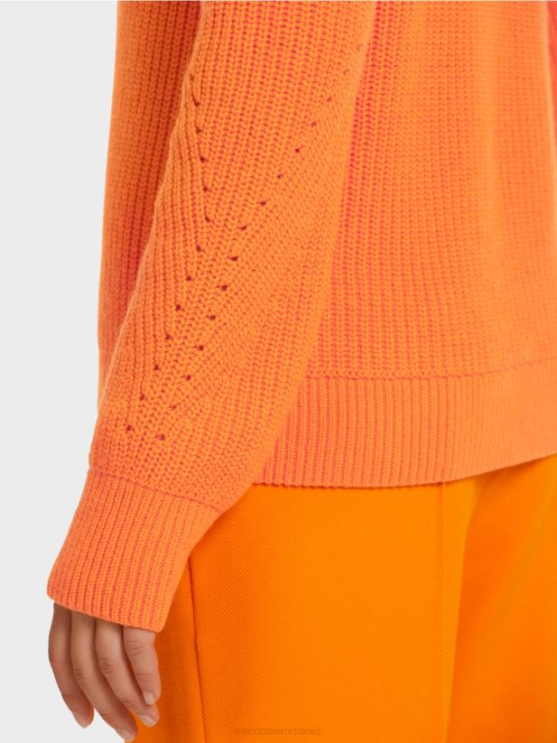 pulover de lana \"tricotat in germania\" Marc Cain portocaliu limpede îmbrăcăminte 4826HH1211